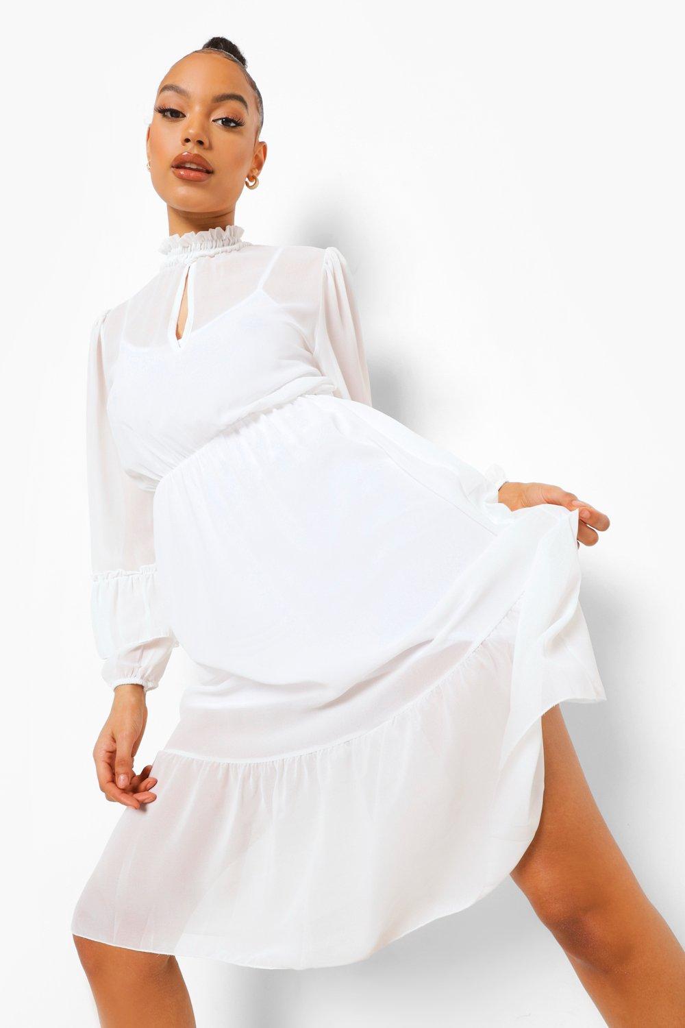 frill sleeve maxi dress