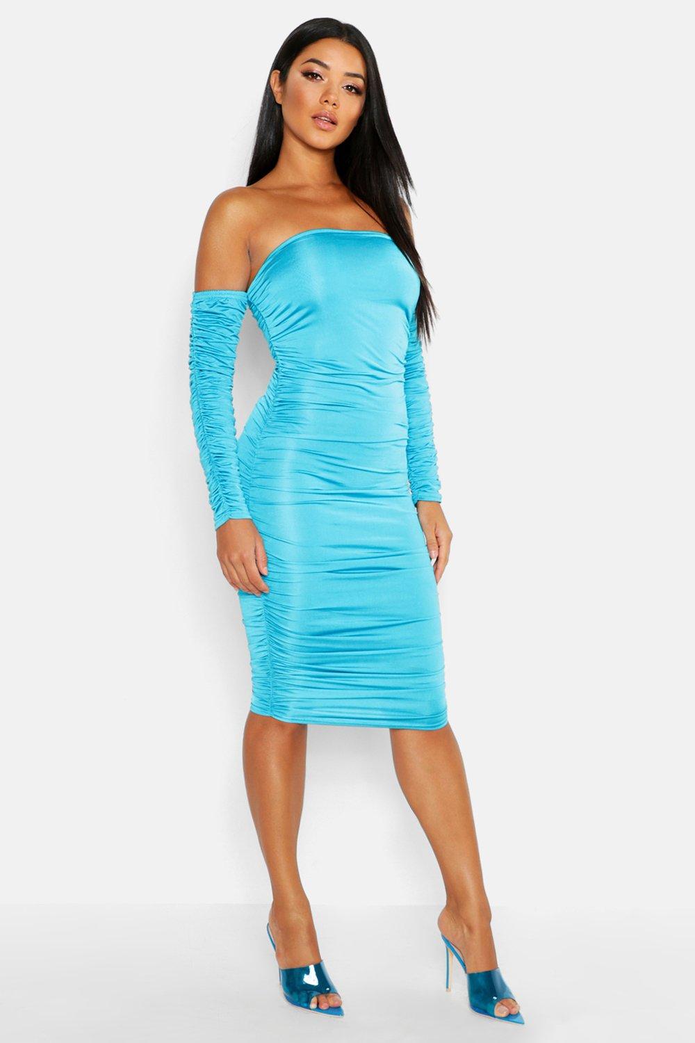 turquoise dress boohoo