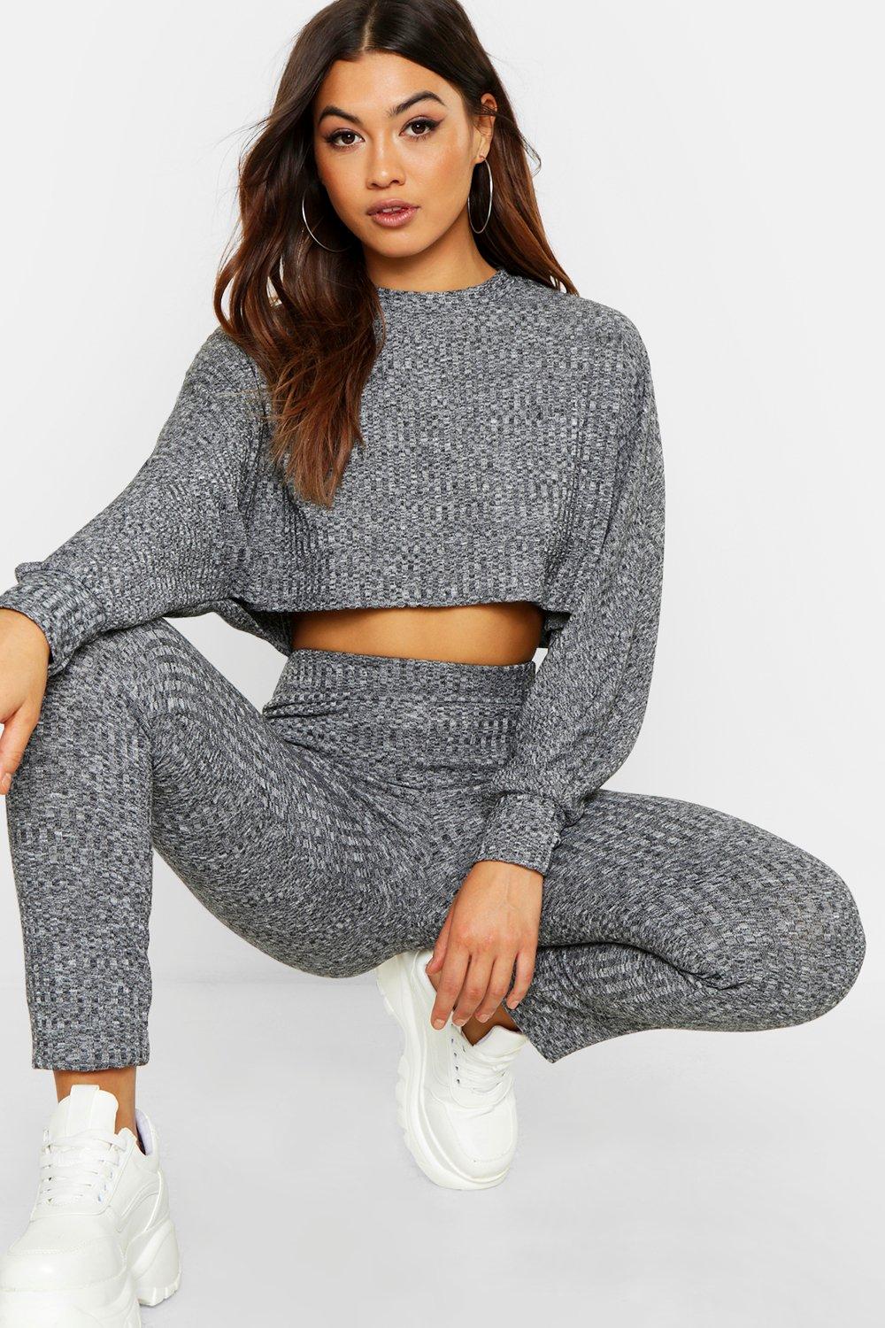 

Топ свободного кроя в рубчик + леггинсы, Grey