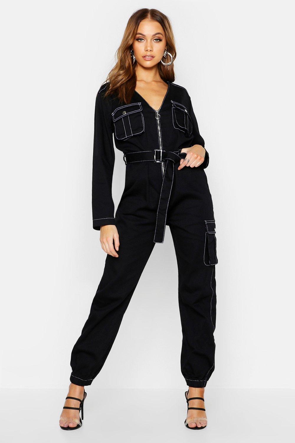 contrast stitch jumpsuit