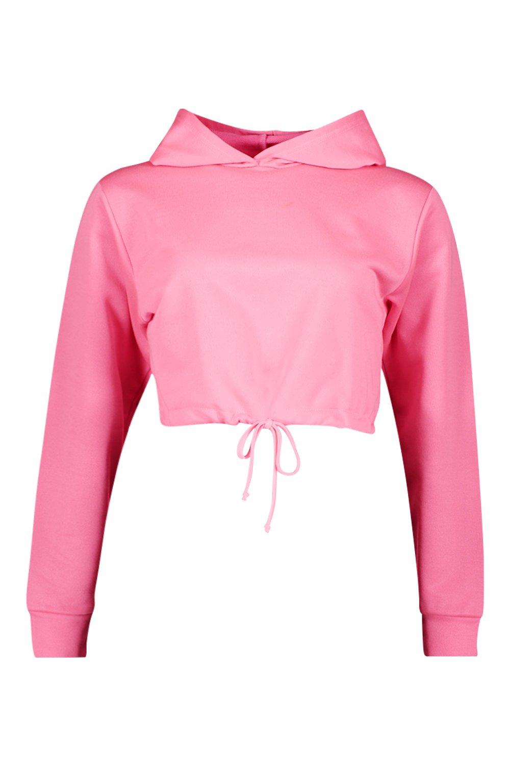 neon pink cropped hoodie