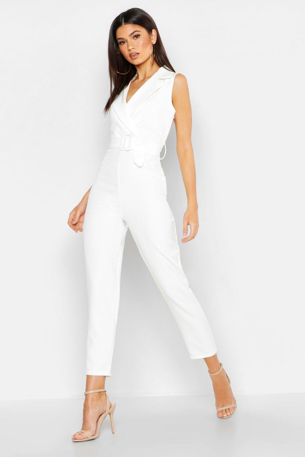 white blazer jumpsuit