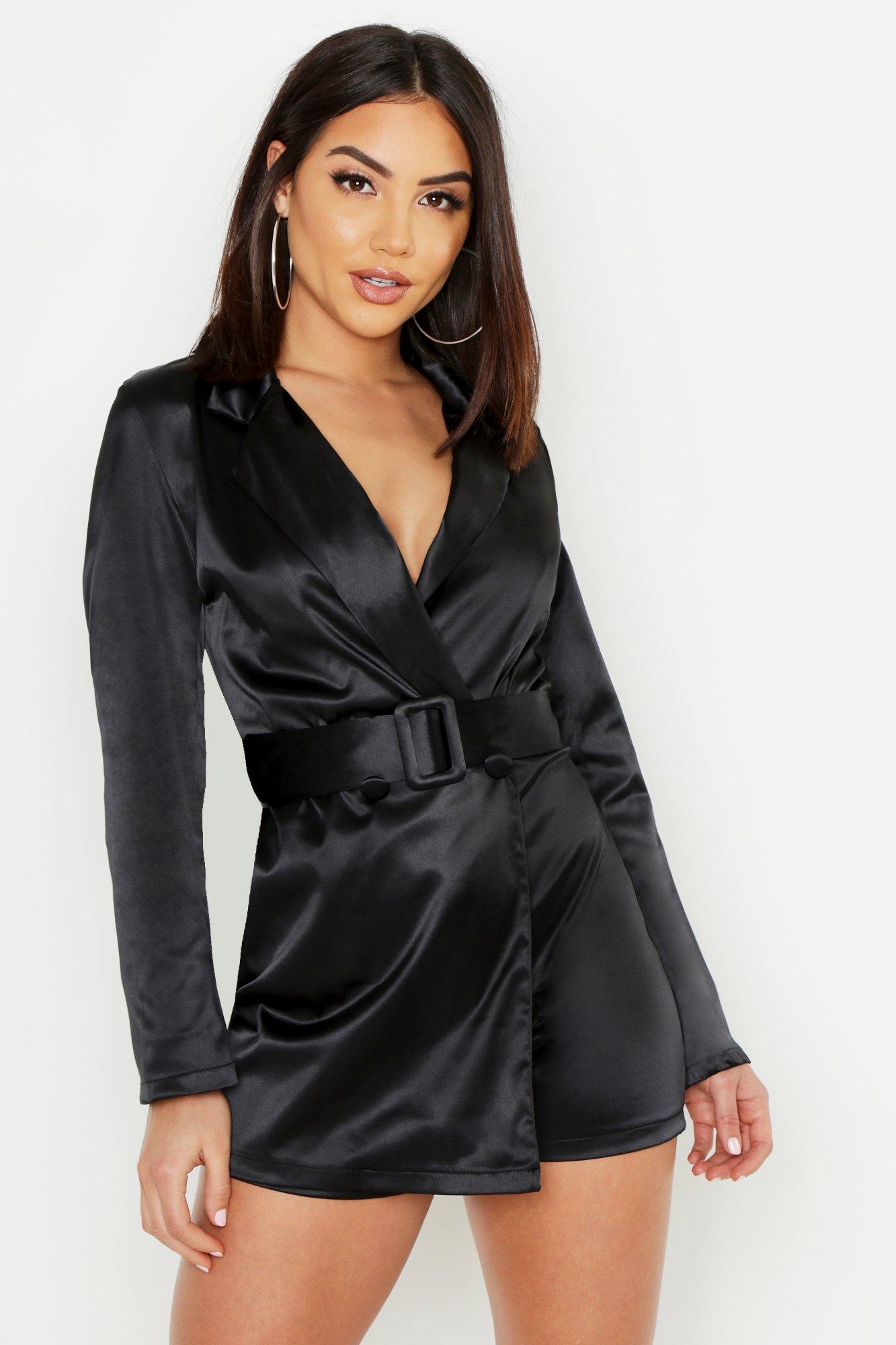 black satin playsuit