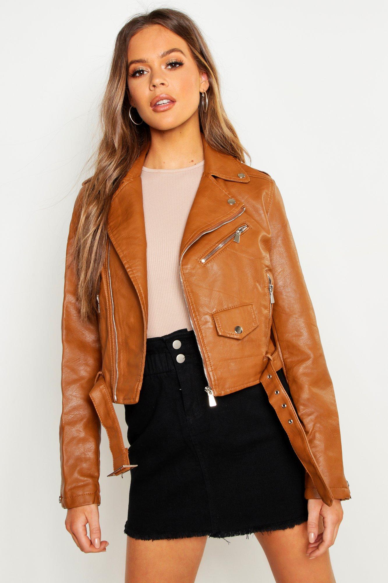 

Pu Biker Jacket, Tan