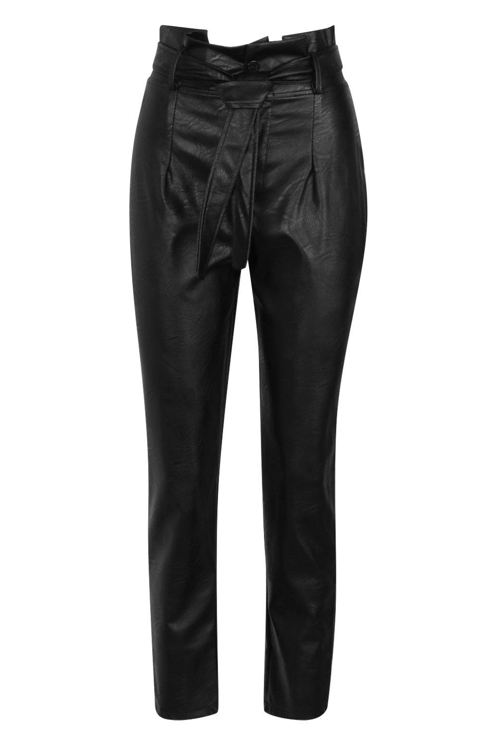 leather look high waisted pants