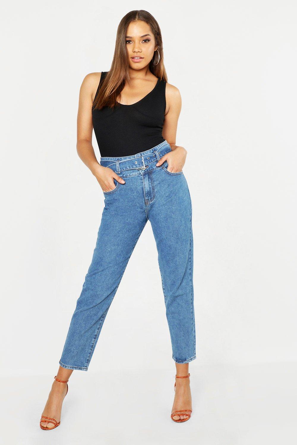 belted mom jeans