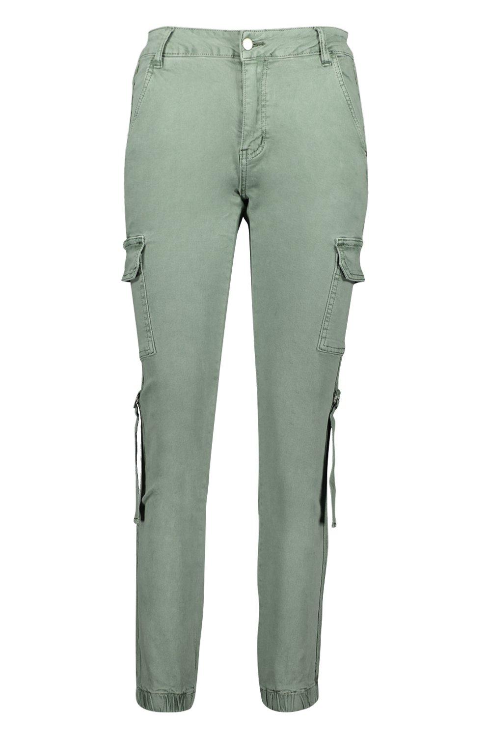 

Брюки-карго из денима с высокой талией, Khaki