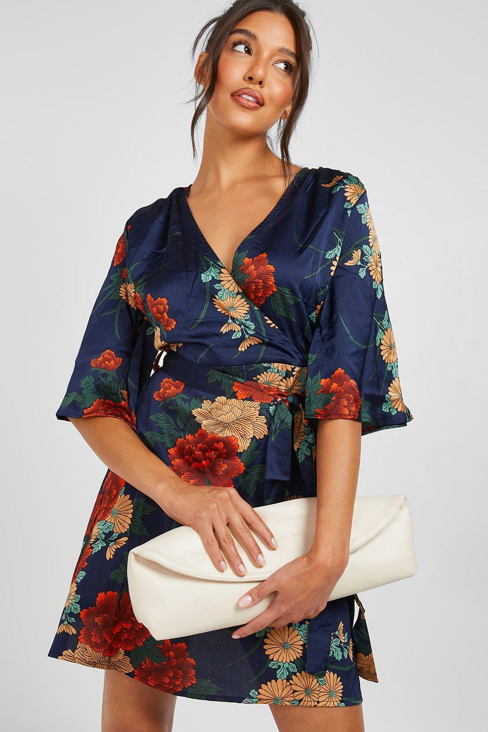 boohoo satin wrap dress