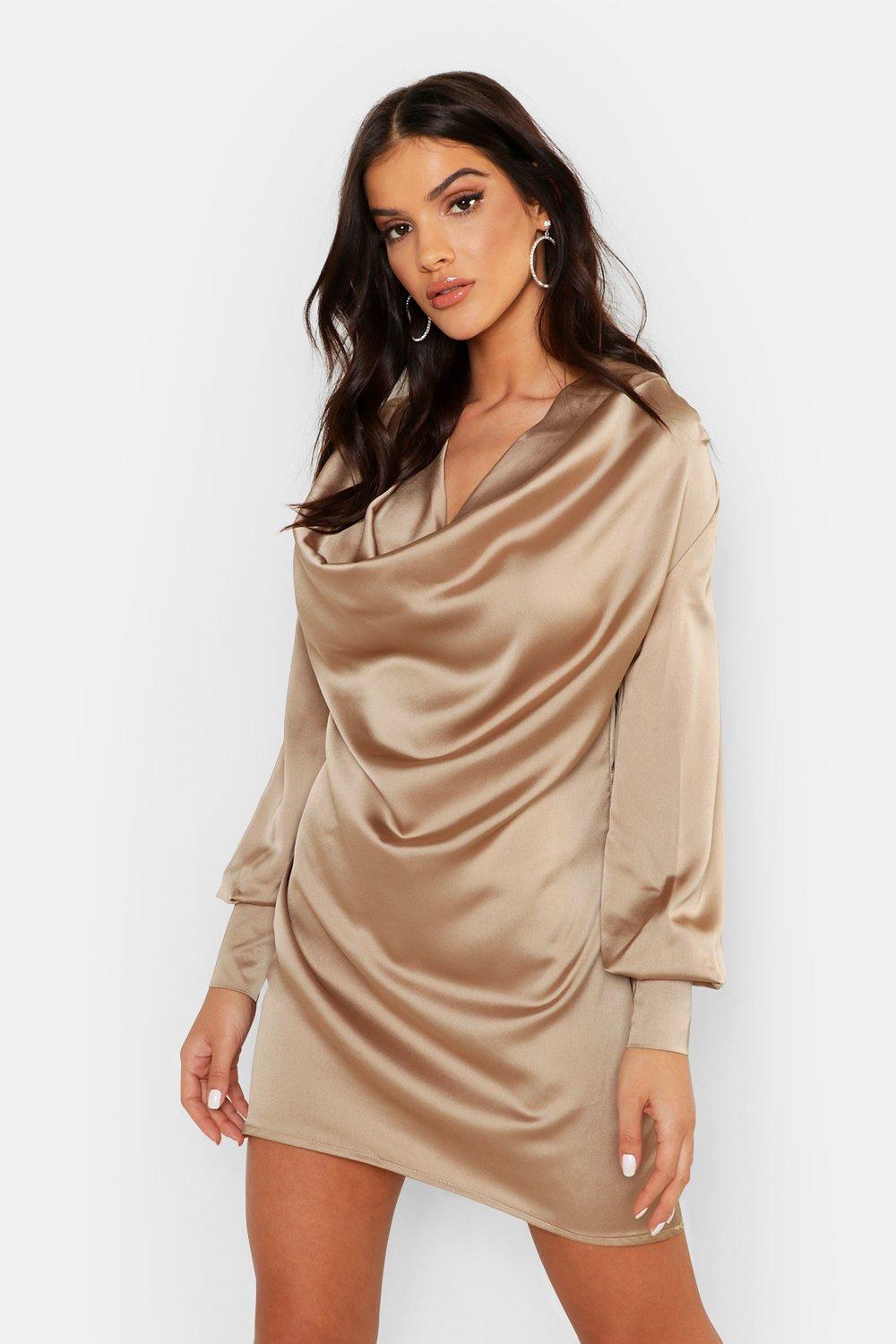 marggia satin loop shift dress