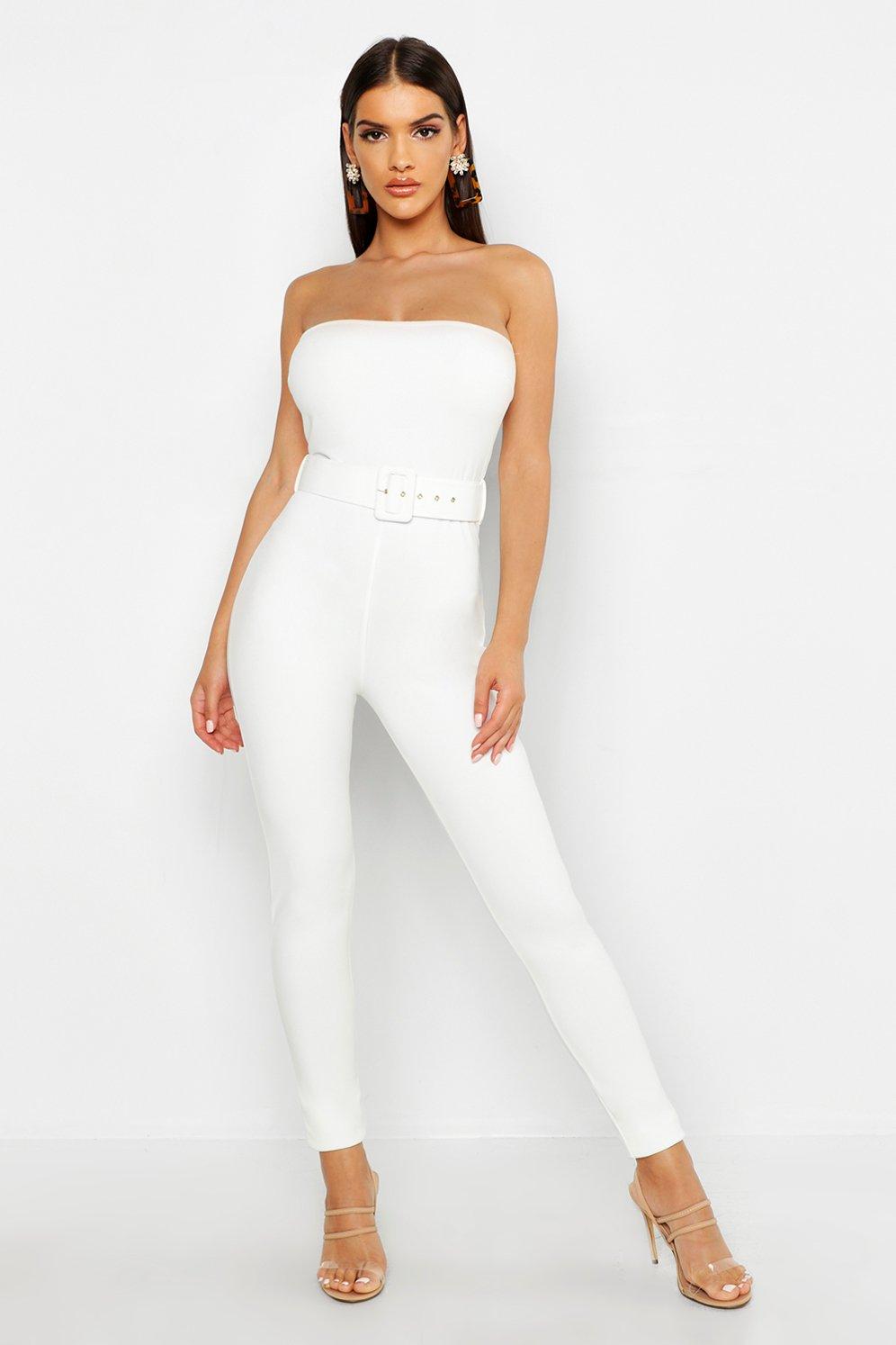 bandeau belted jumpsuit
