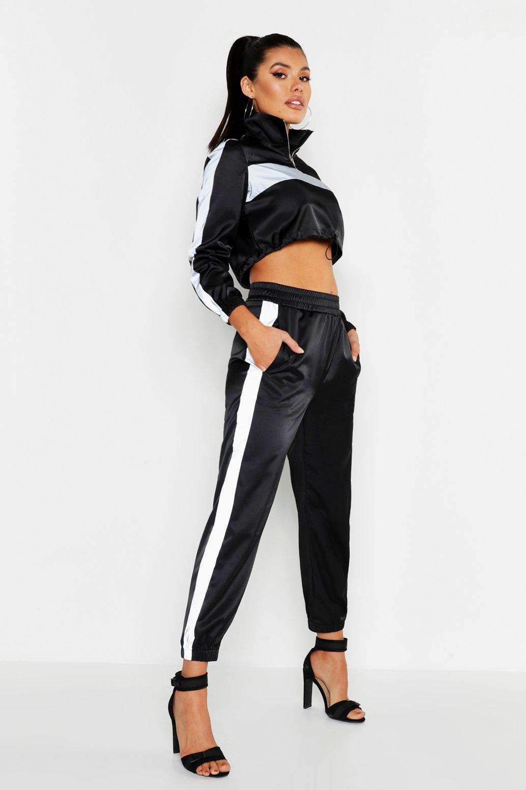 black reflective joggers womens