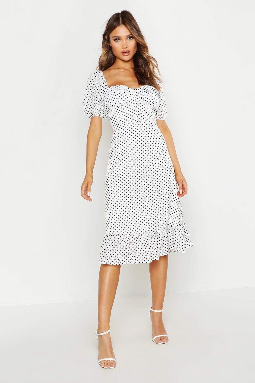 midi dress with puffy sleeves