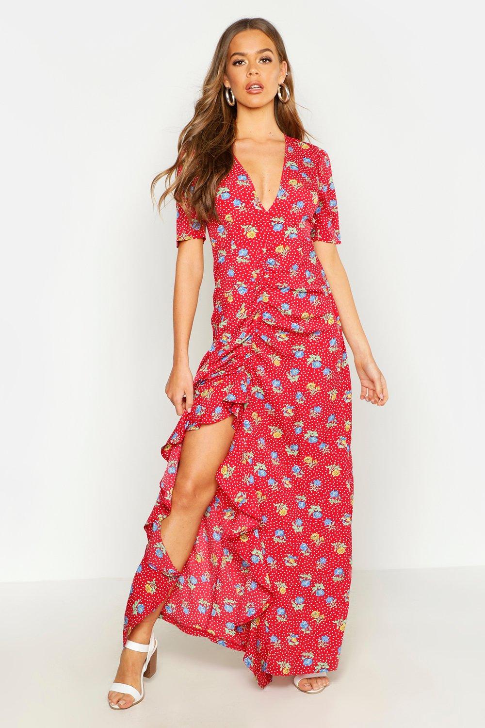 red open back maxi dress