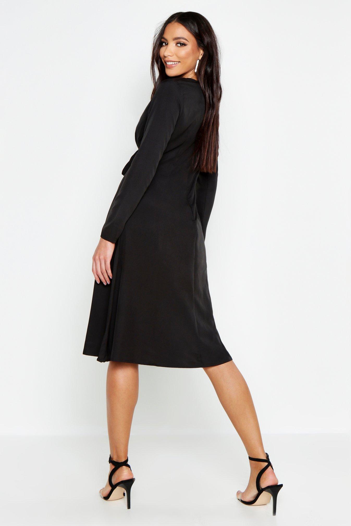 black tie front midi dress