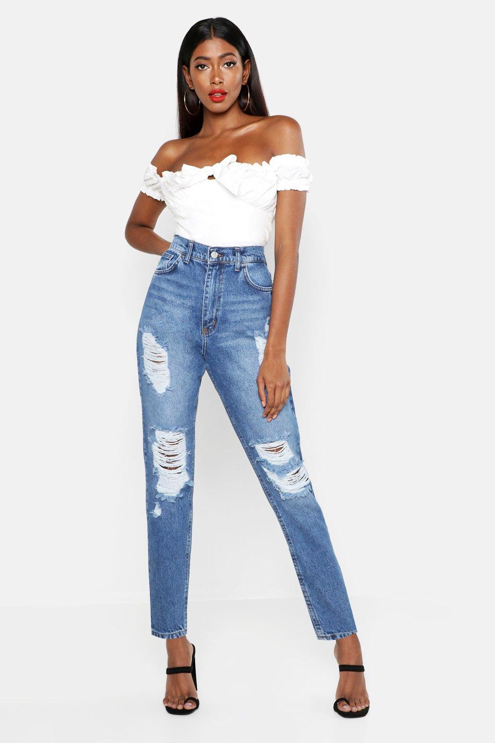 boohoo ripped boyfriend jeans