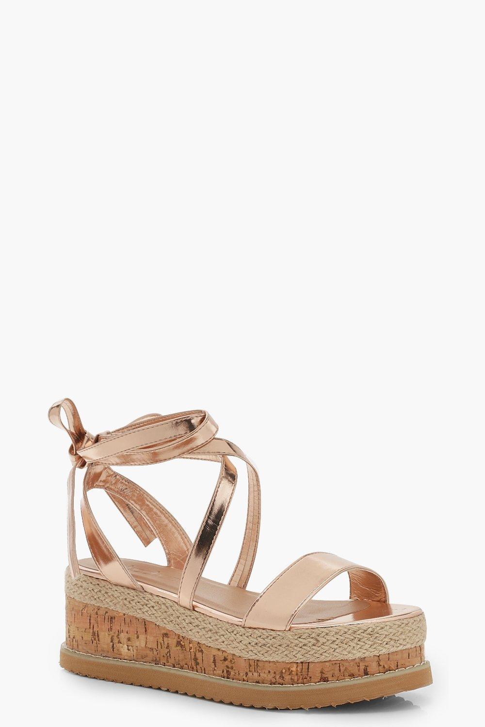 rose gold sandals boohoo