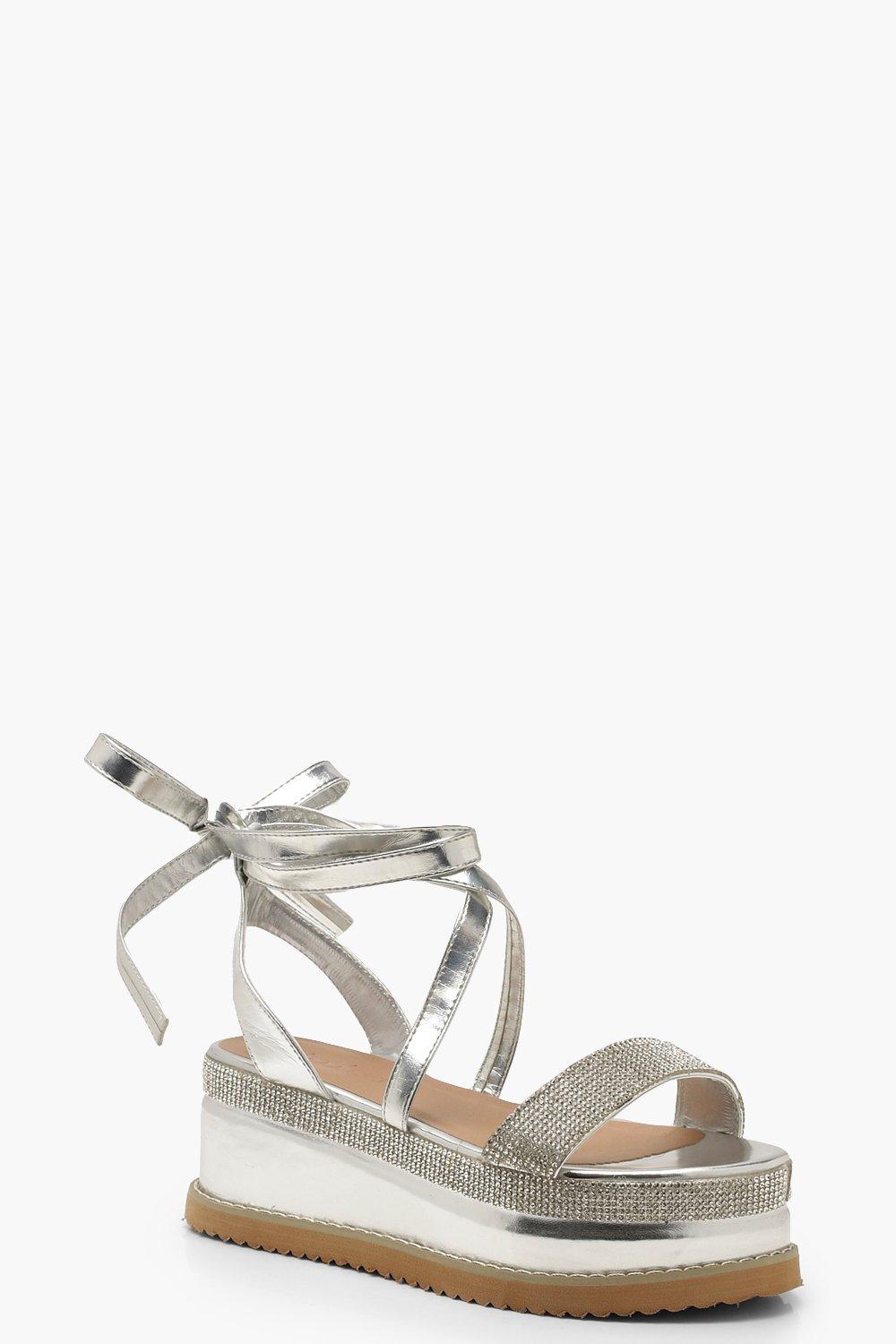 flatform sandals silver