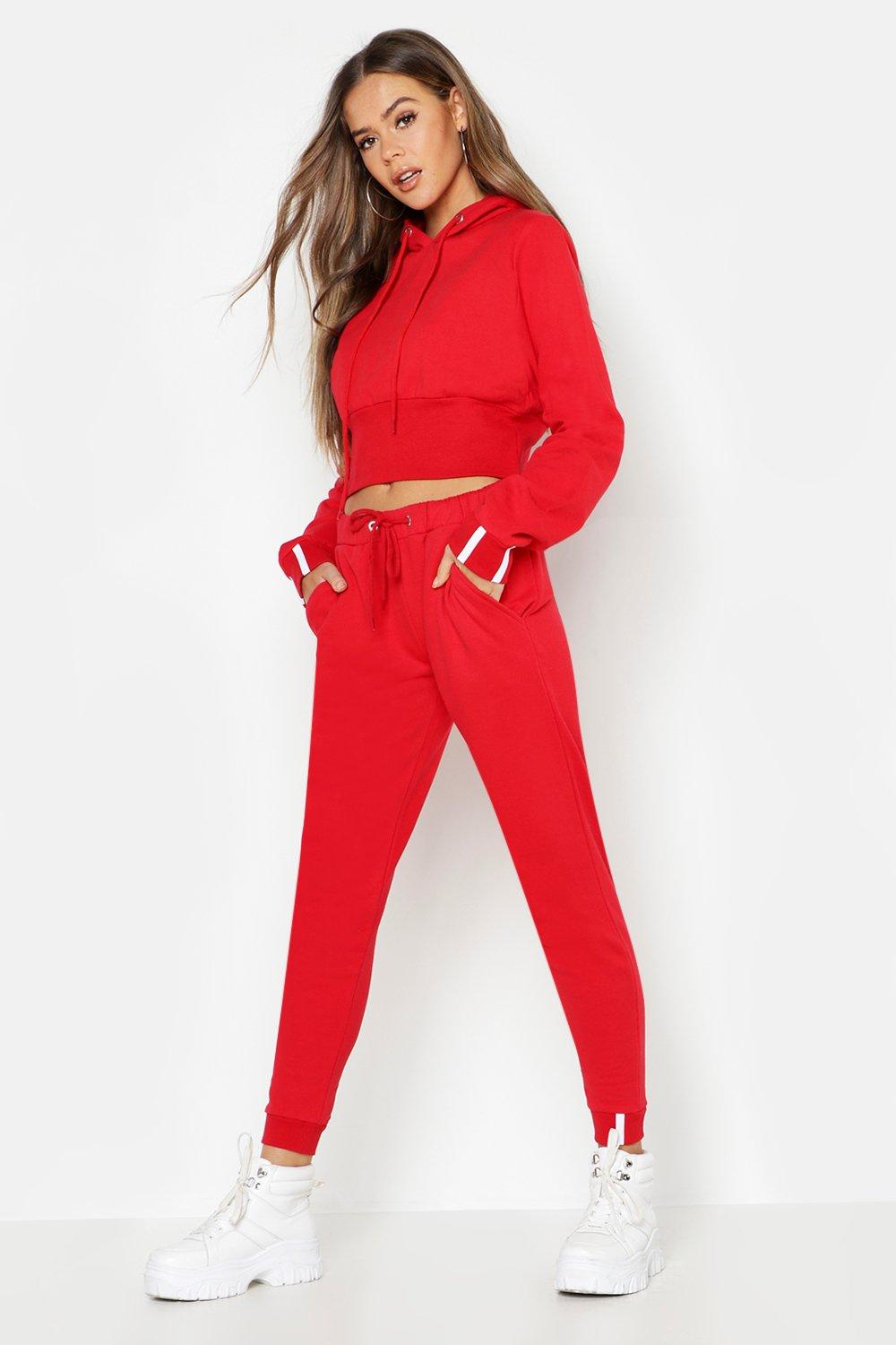 

Спортивный костюм в полоску с капюшоном, Red