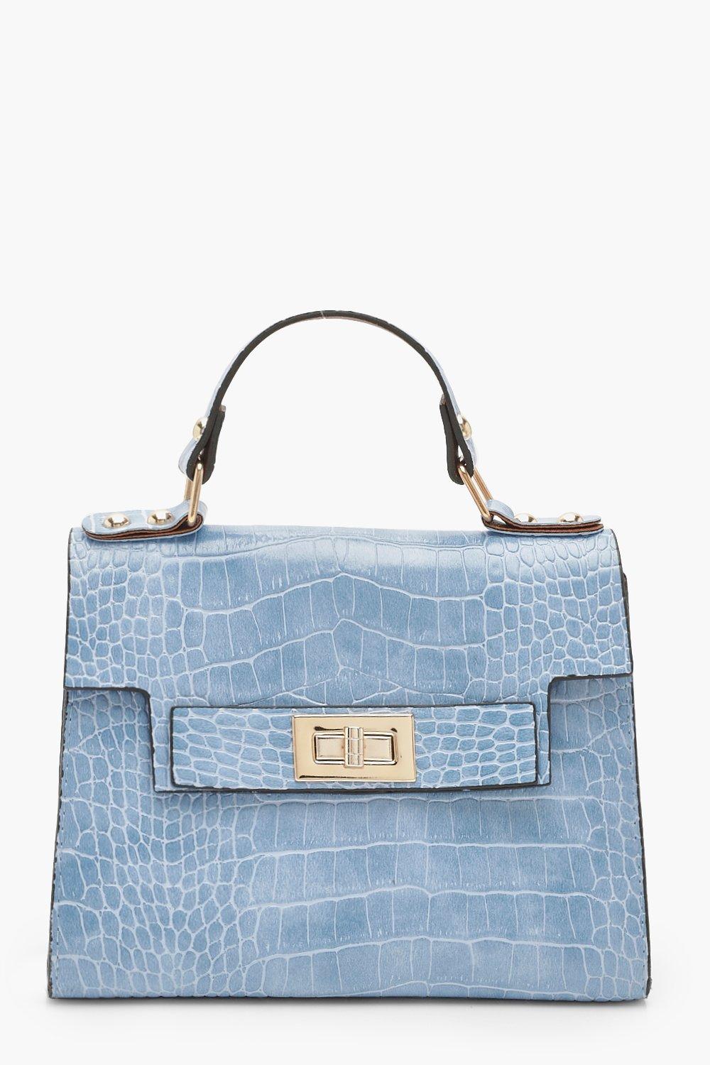 

Миниатюрная сумка с ручкой из искусственной кожи под крокодила, Pale blue