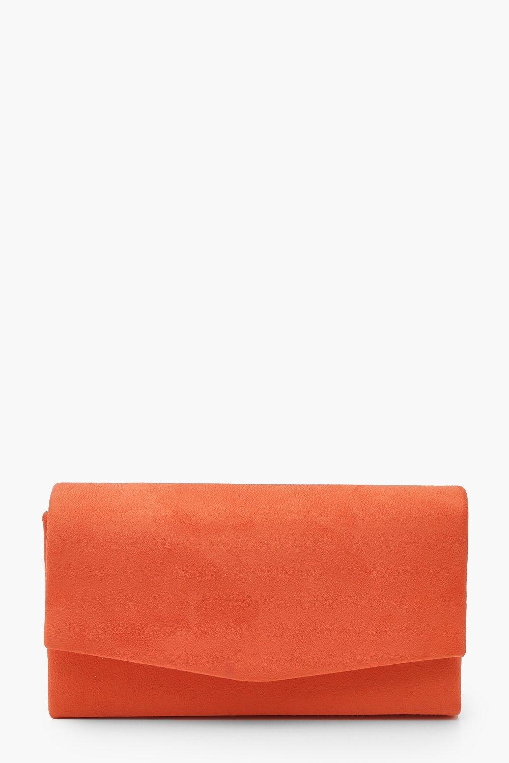

Структурированный клатч из искусственной замши с цепочкой, Orange
