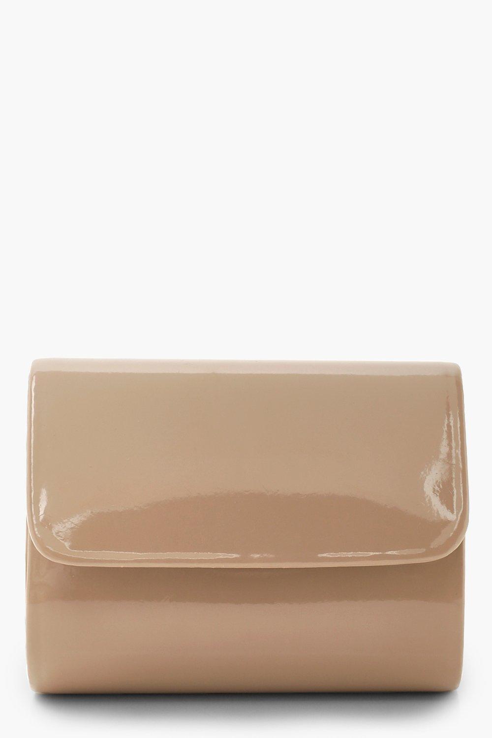 Click to view product details and reviews for Womens Mini Structured Patent Clutch Bag Chain Beige One Size Beige.