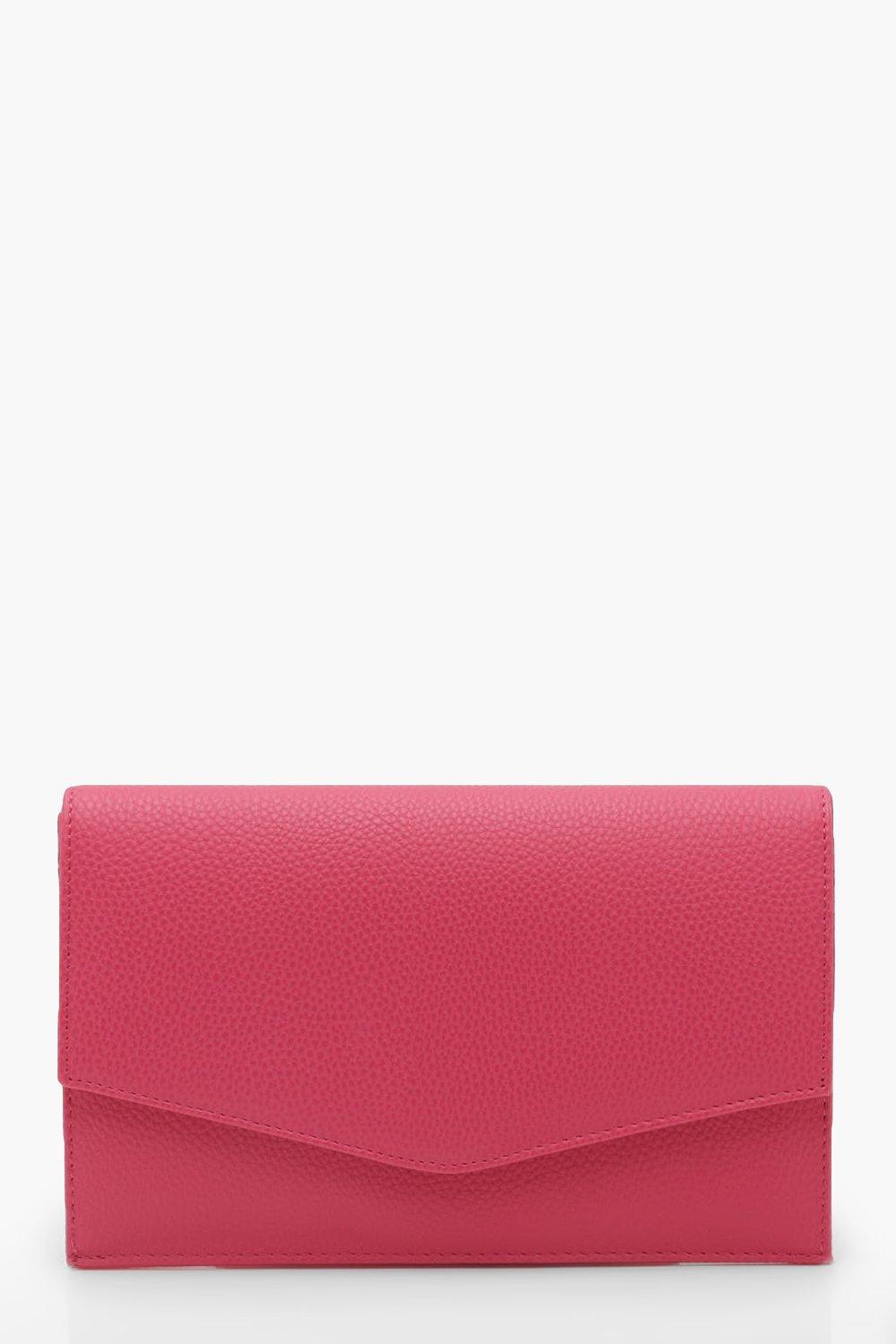 

Клатч-конверт из зернистой искусственной кожи с цепочкой, Fushia