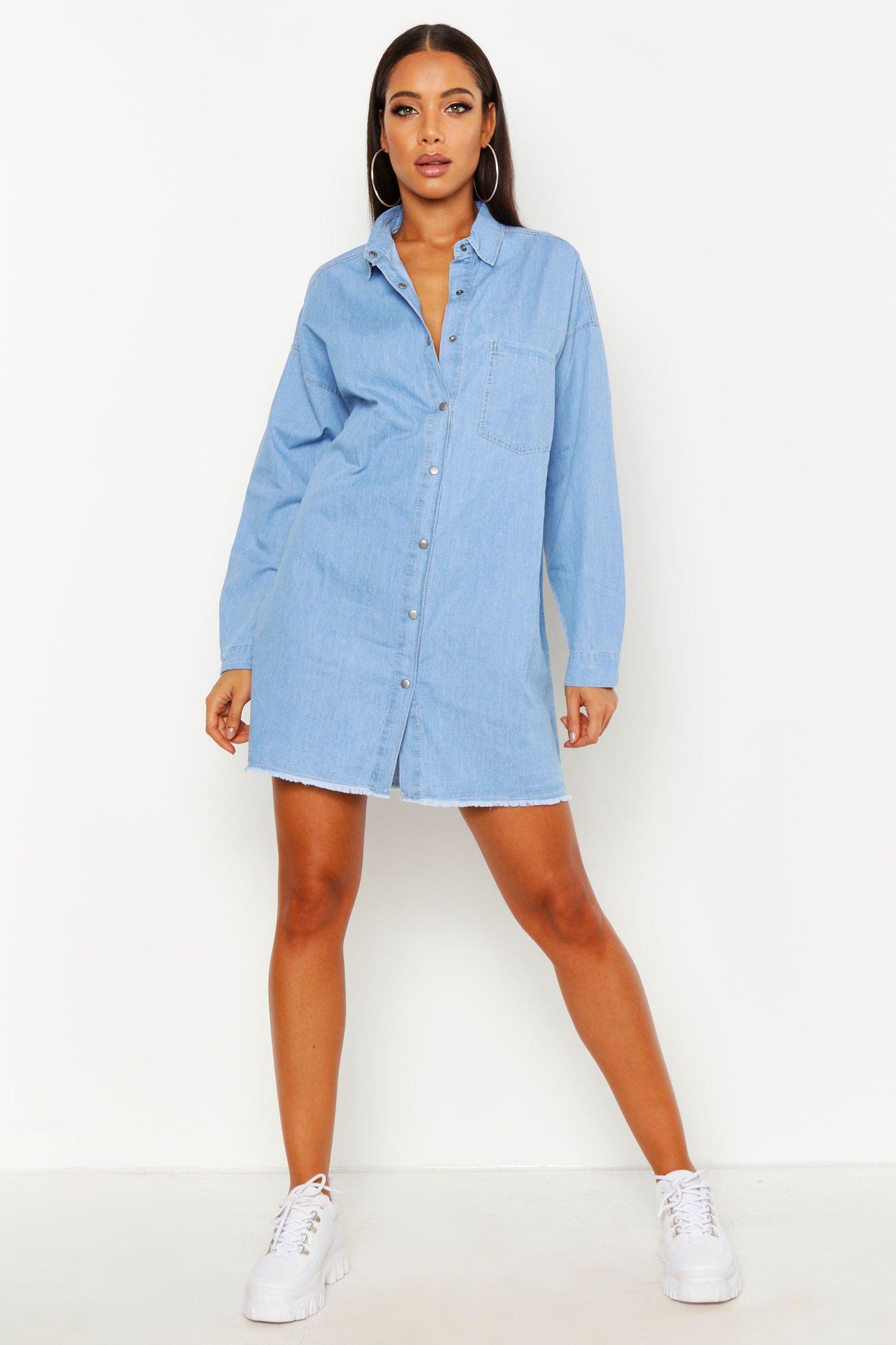 blue oversized shirt dress