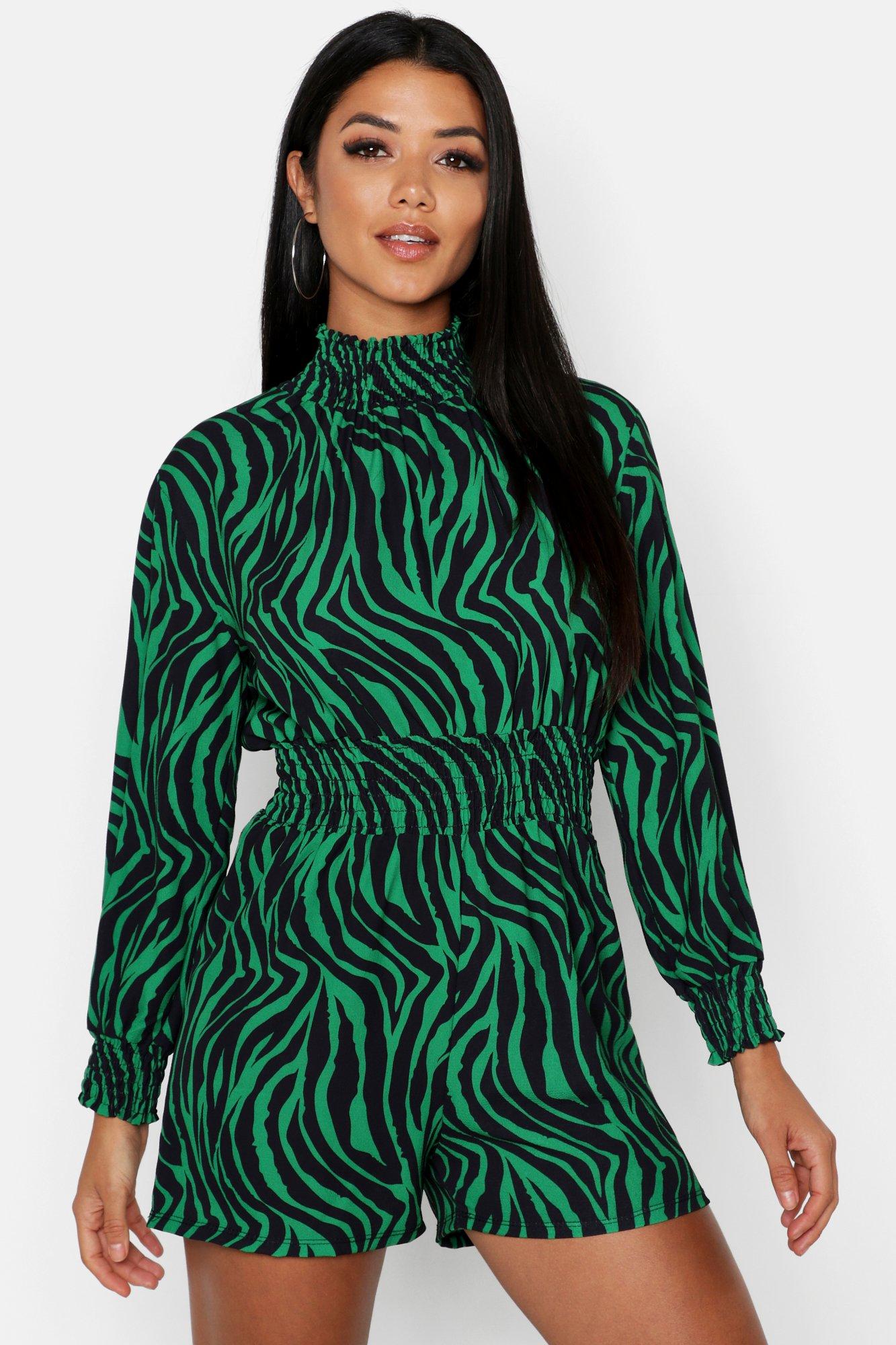 boohoo green playsuit