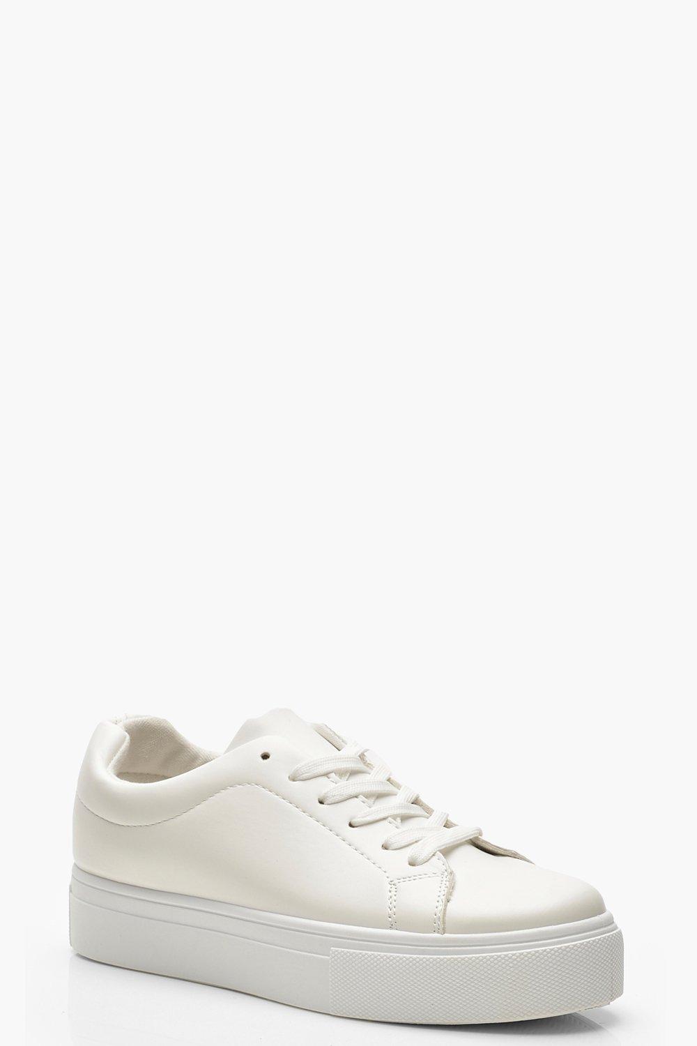 

Кроссовки на платформе со шнуровкой, White