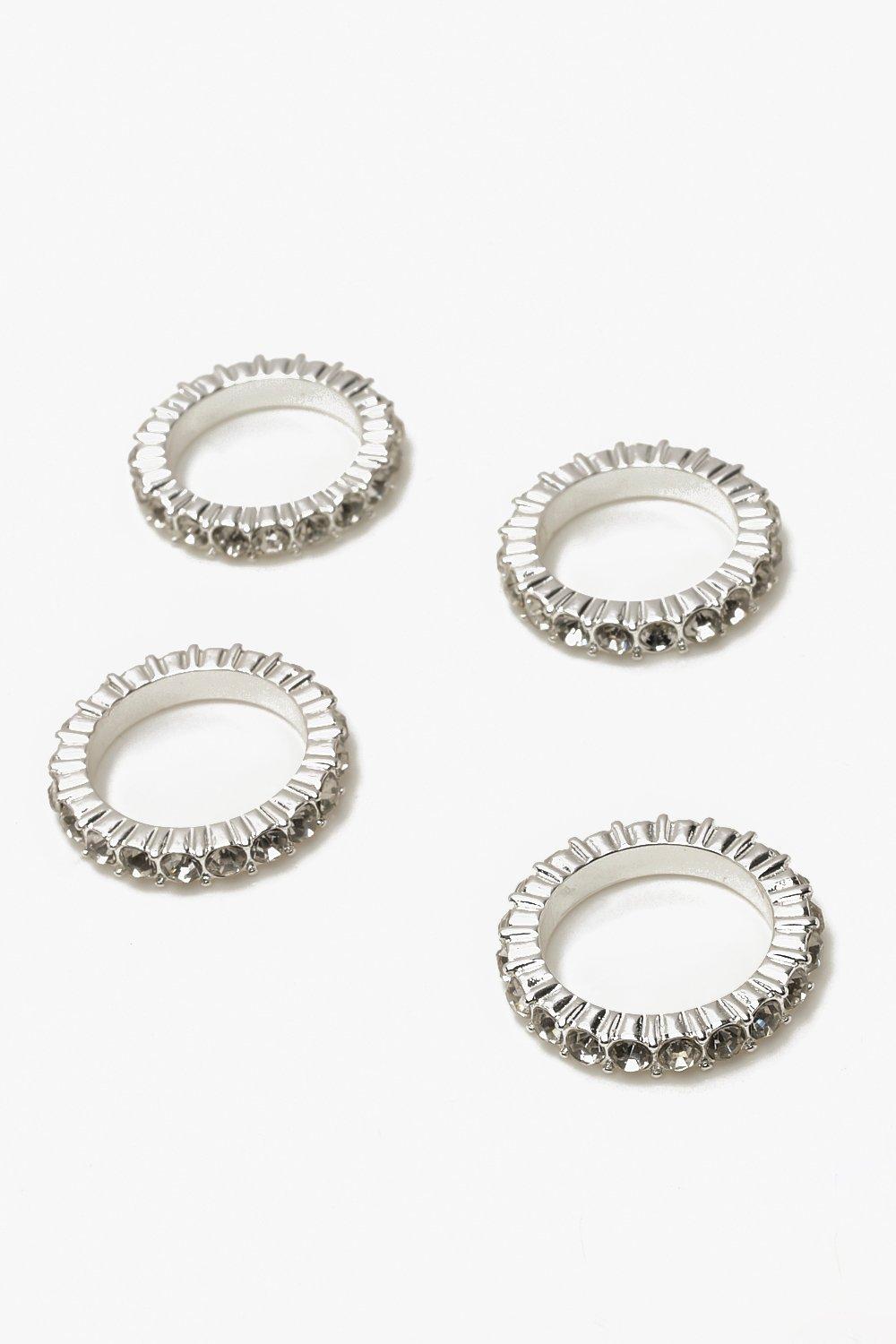 

Набор из колец со стразами, Silver