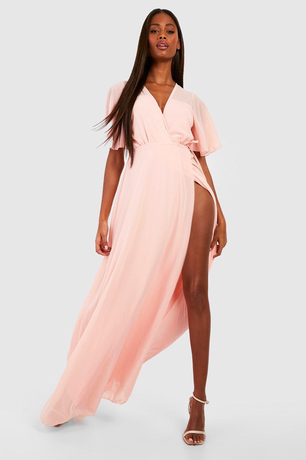 blush maxi wrap dress