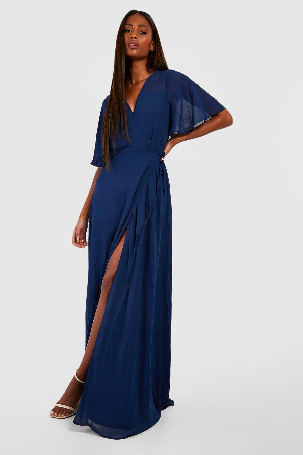 chiffon angel sleeve maxi dress