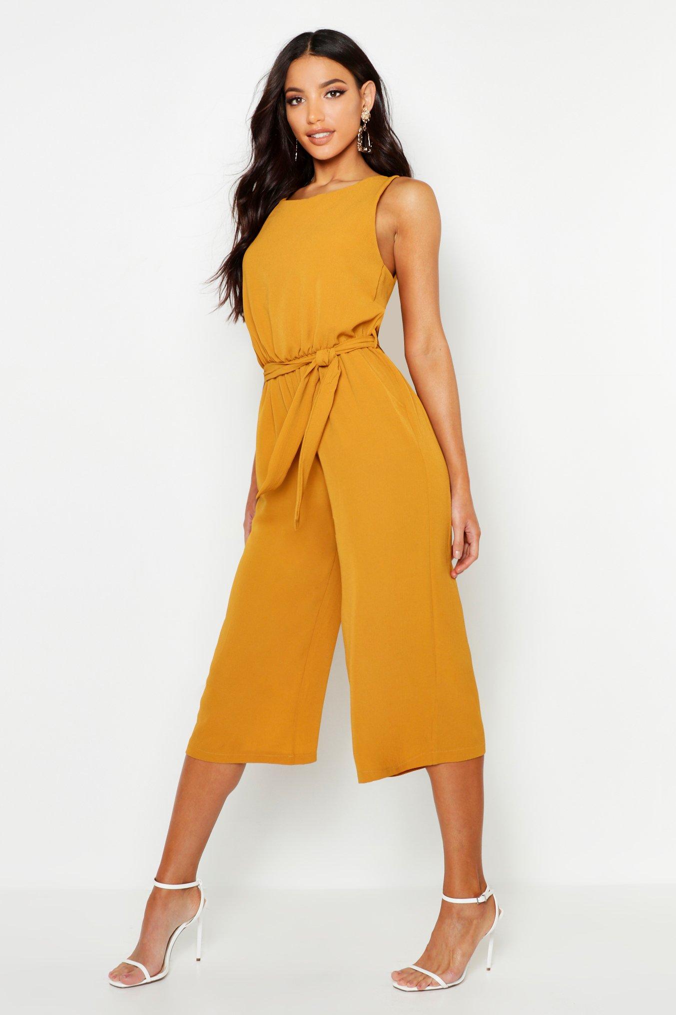 Womens Culotte Jumpsuit - Yellow - S, Yellow