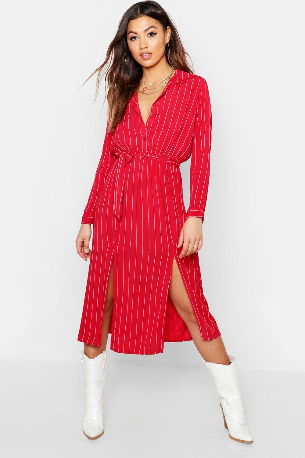 boohoo pinstripe dress