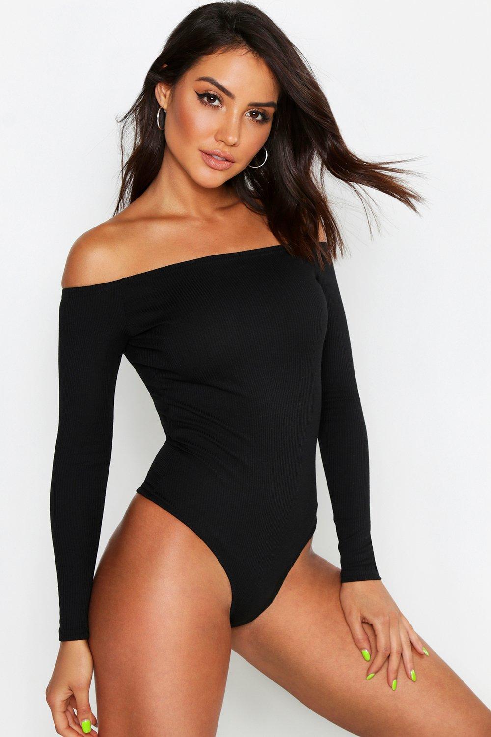 black off the shoulder bodysuit