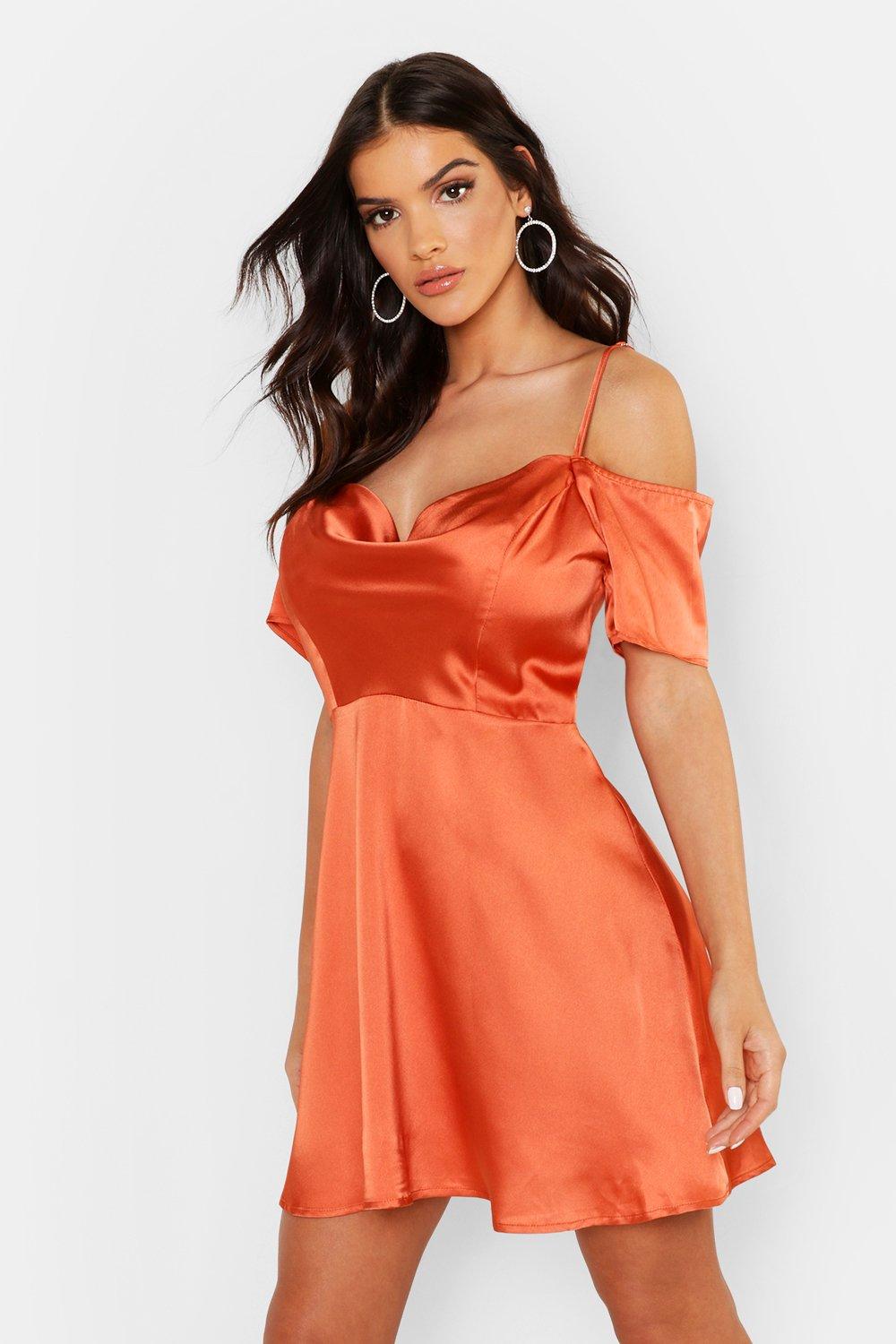 boohoo terracotta dress