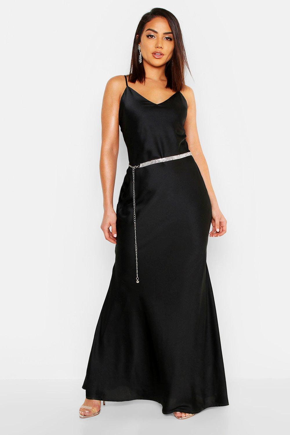 satin strappy maxi dress