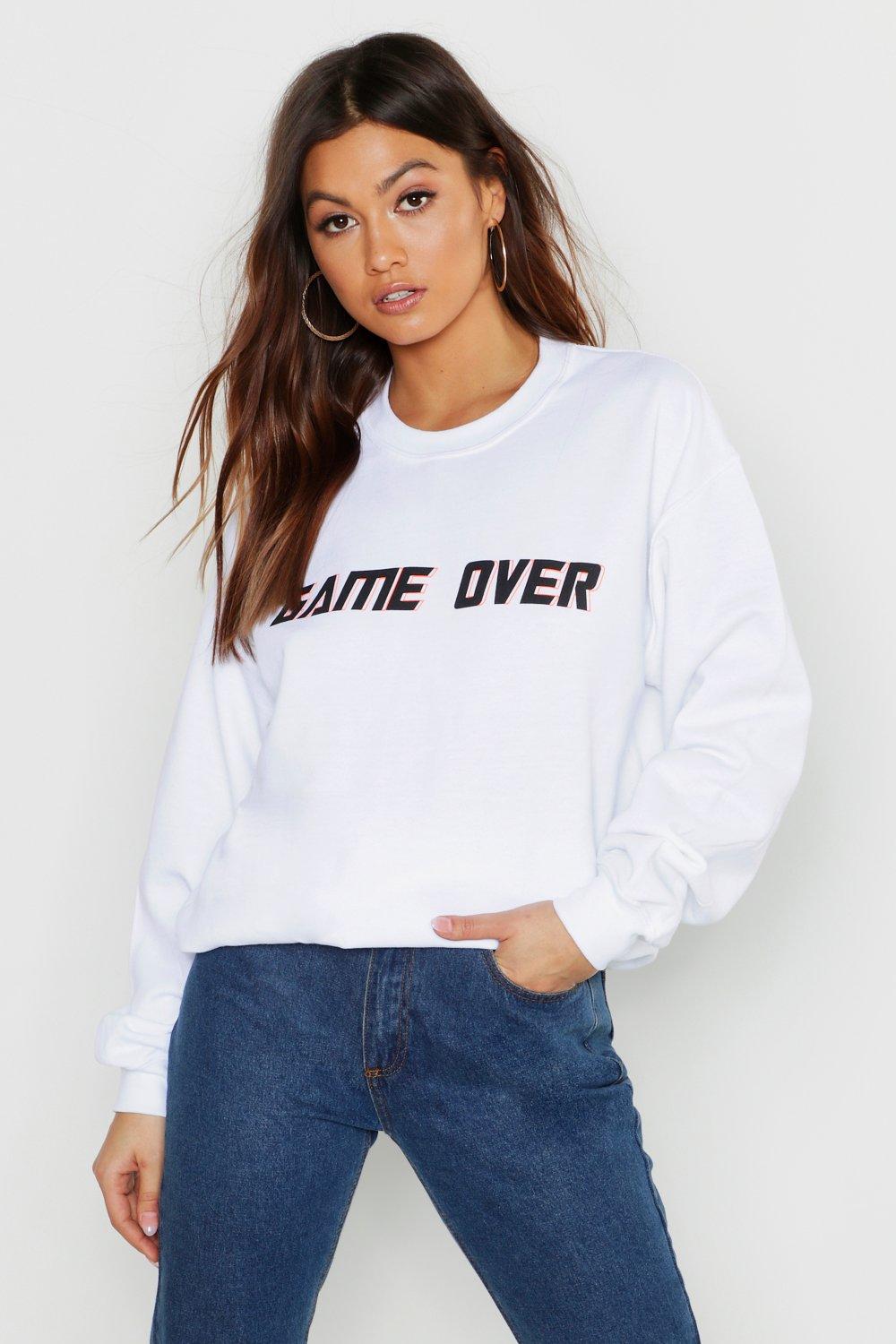 

Neon Game Over Slogan Sweater, White