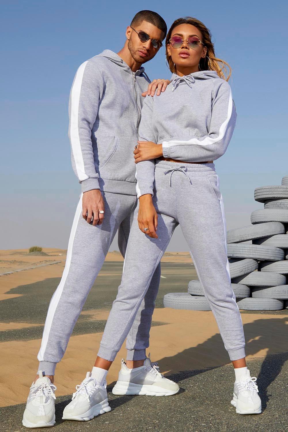 matching grey tracksuit