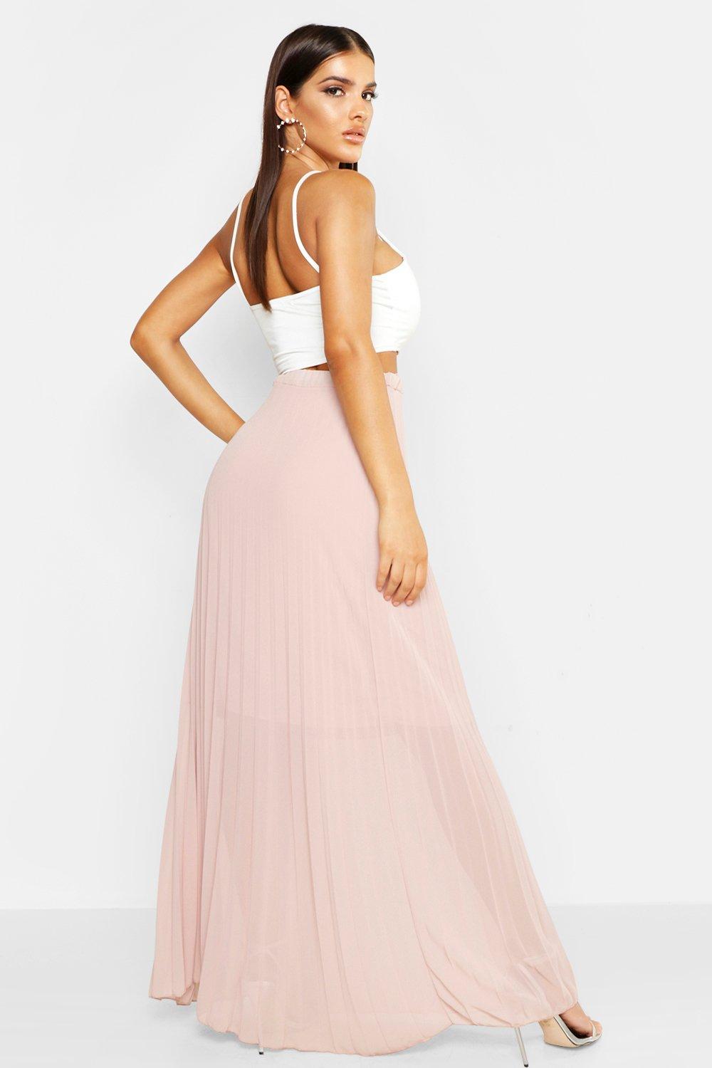 Pleated Chiffon Maxi Skirt Boohoo