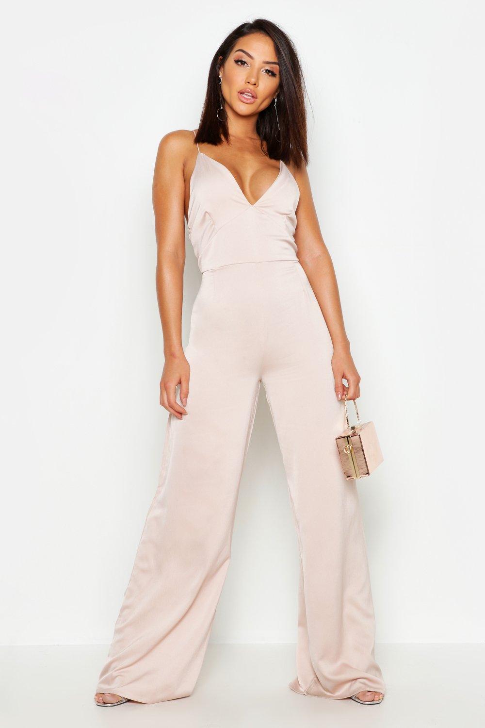 satin plunge jumpsuit