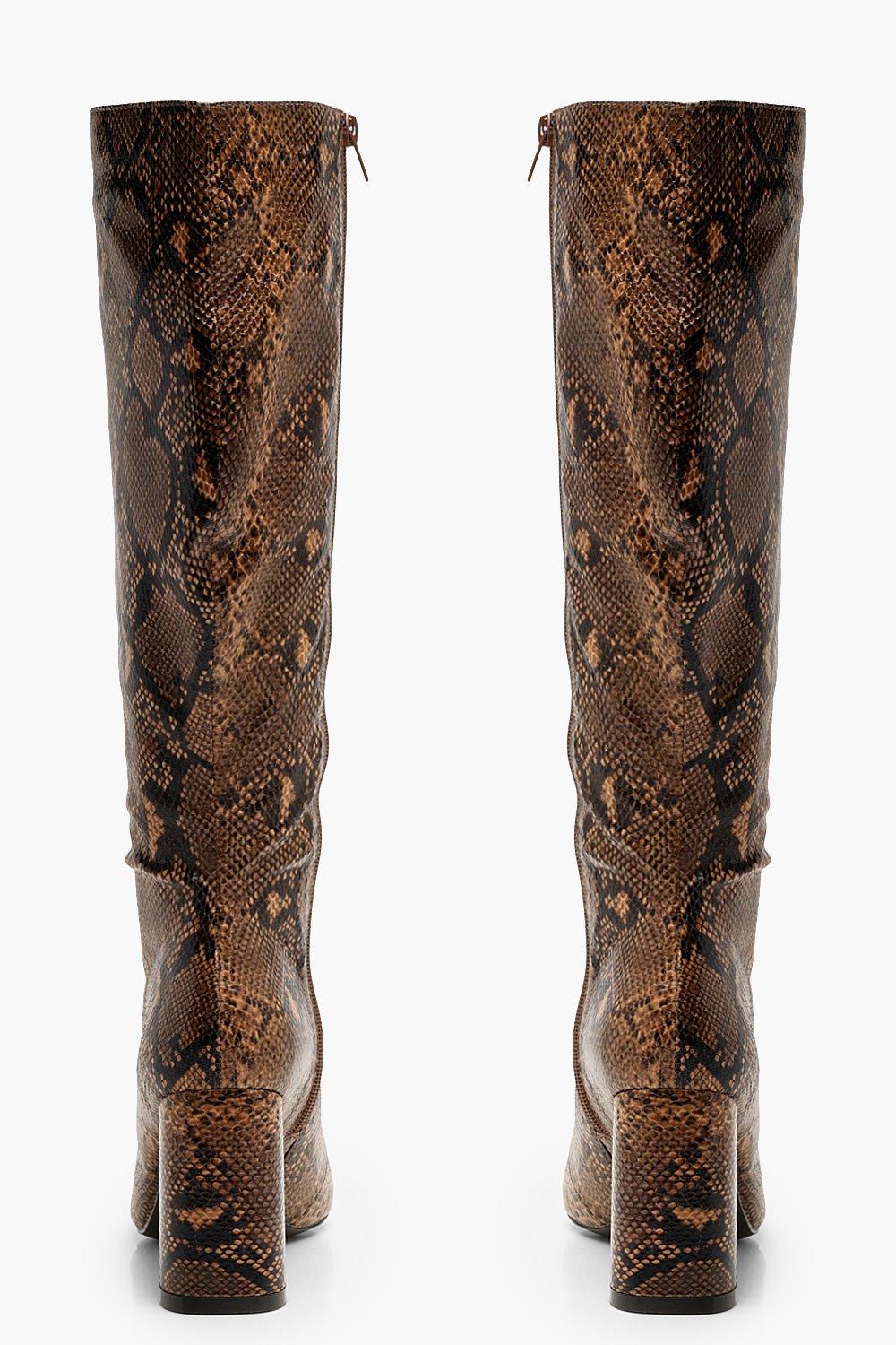 snakeskin boots knee high
