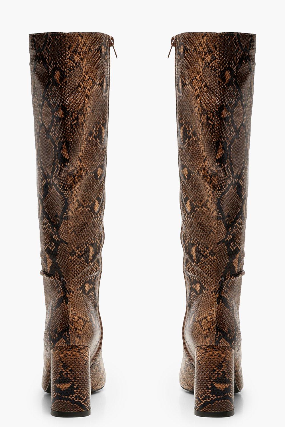 snake knee high boot