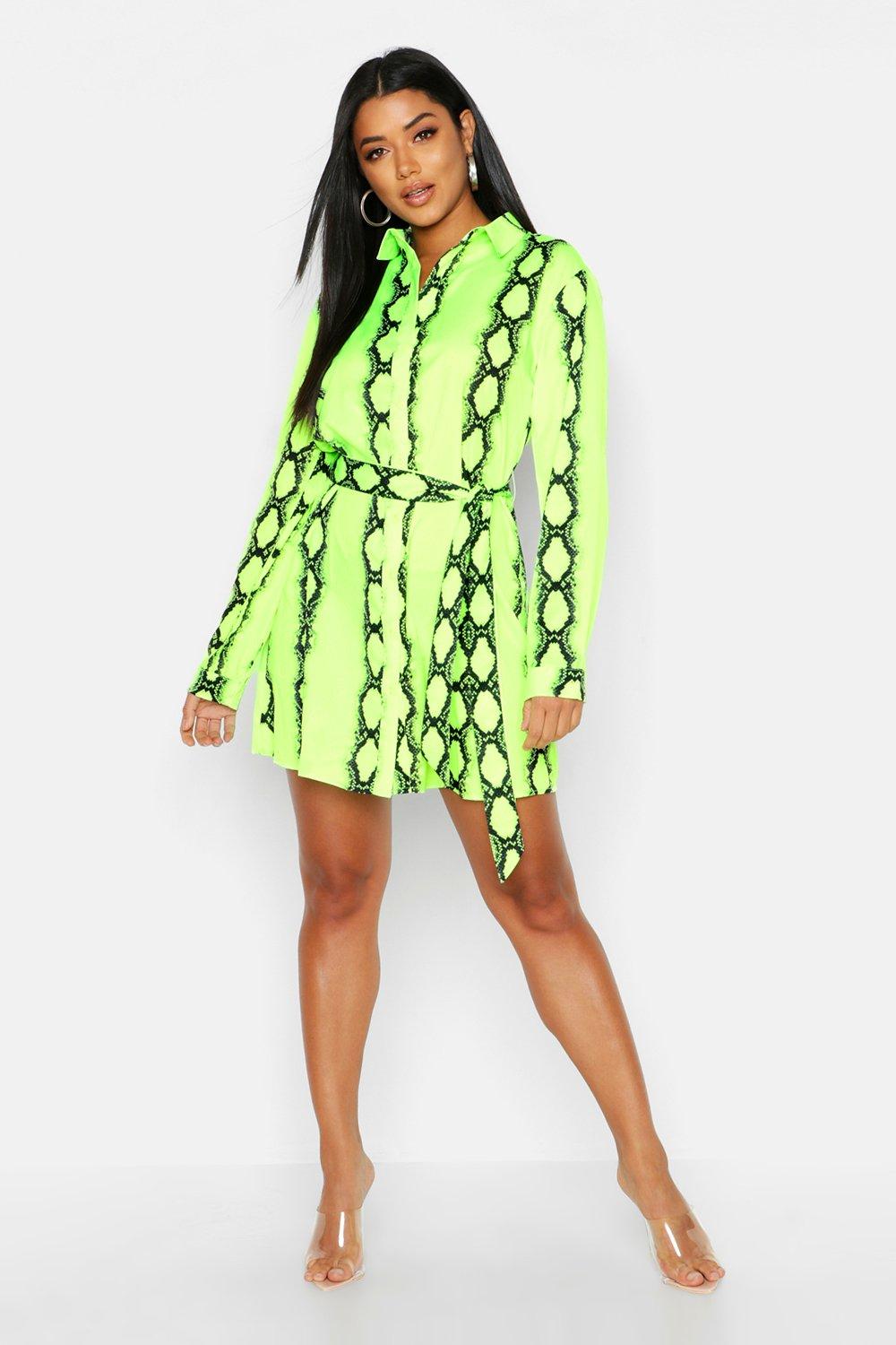 neon green shirt dress