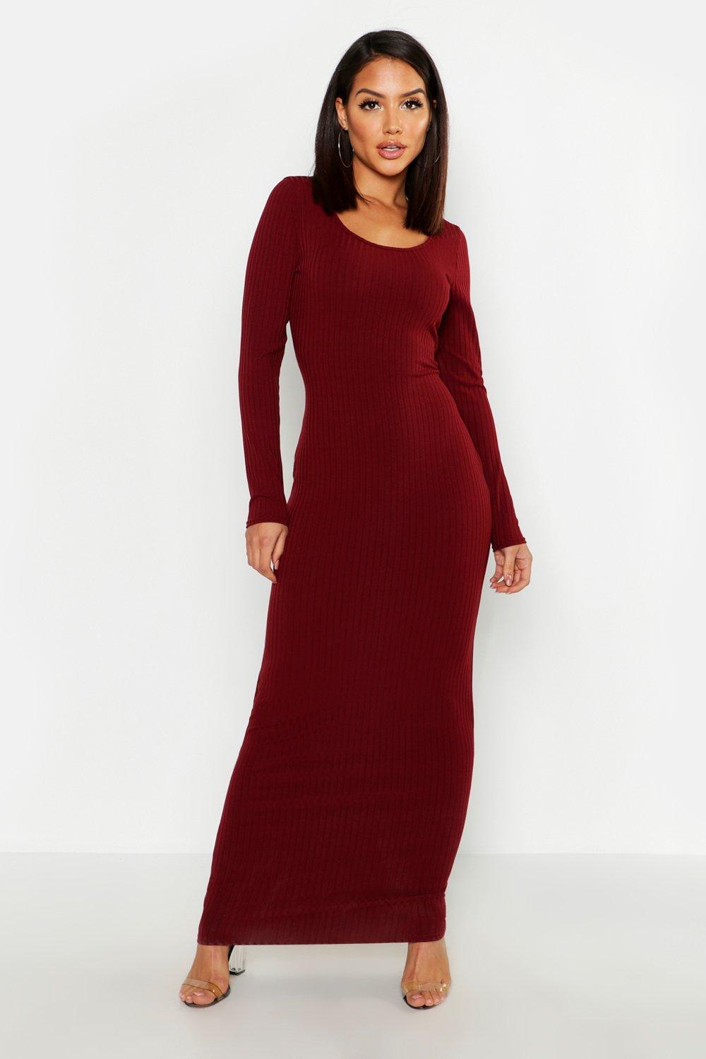 wine maxi dress with sleeves