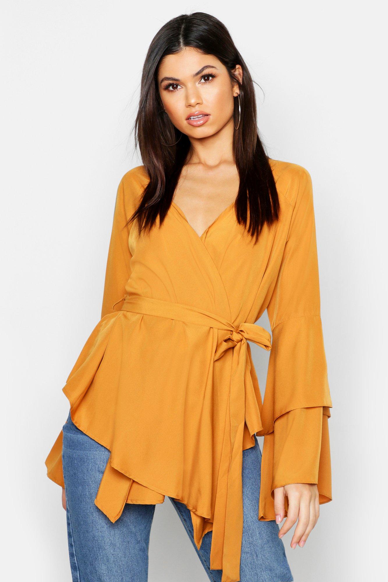 frill wrap blouse