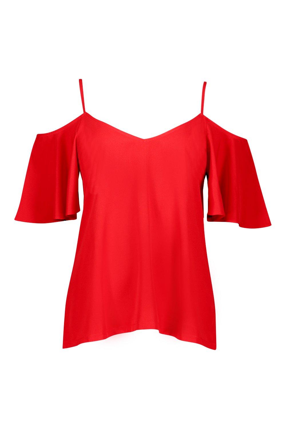

Майка из ткани с открытыми плечами, Red