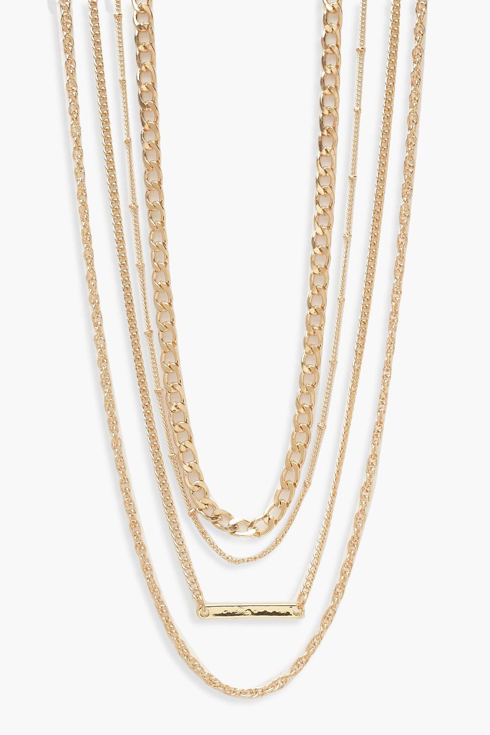 

Комплект: простое многослойное колье, Gold