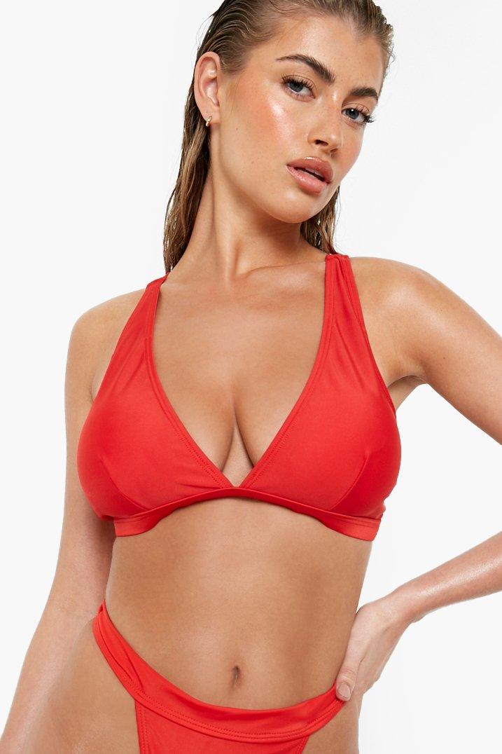 Boohoo Essentials Bikini Top Met Volle Cups, Red