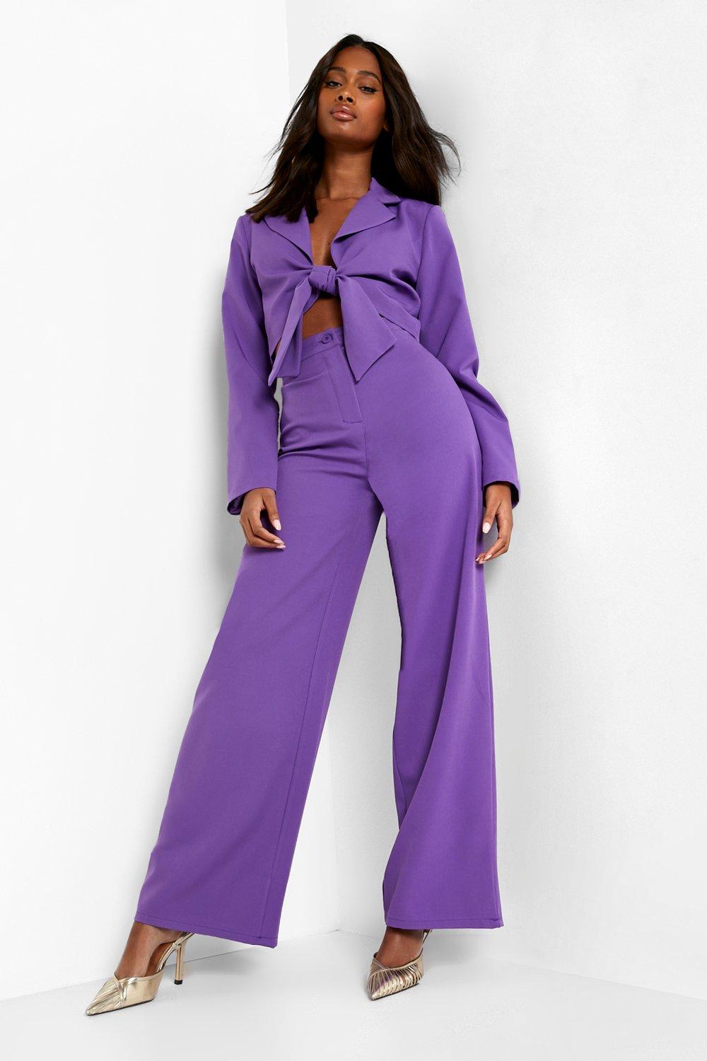 Pantalon De Costume Large À Détails Pincés - Mauve - 38, Mauve
